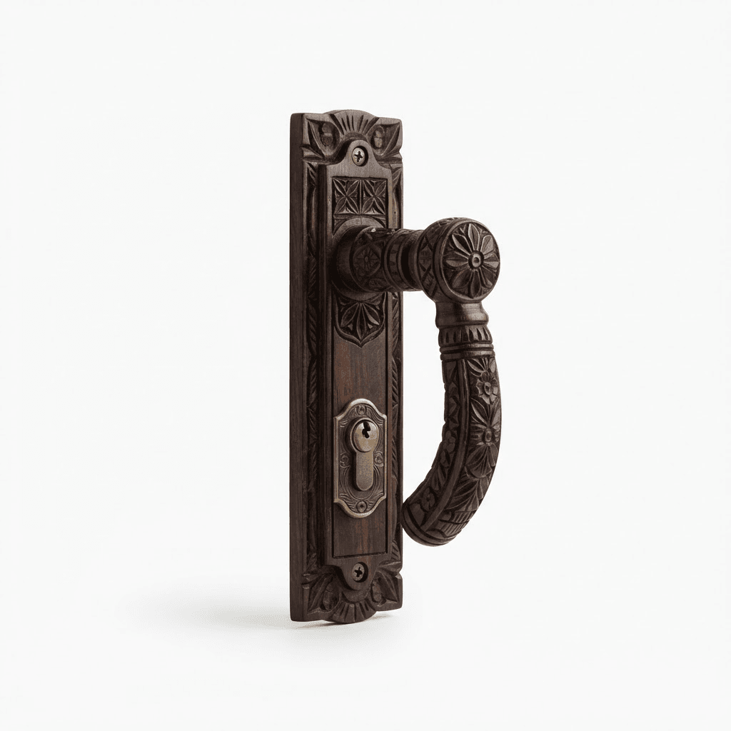 Hand-Carved Mahogany Door Handle